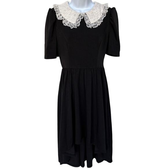 Scarlet Darkness Gothic Wednesday Addams Style Dress with Lace Collar size S - Picture 3 of 12